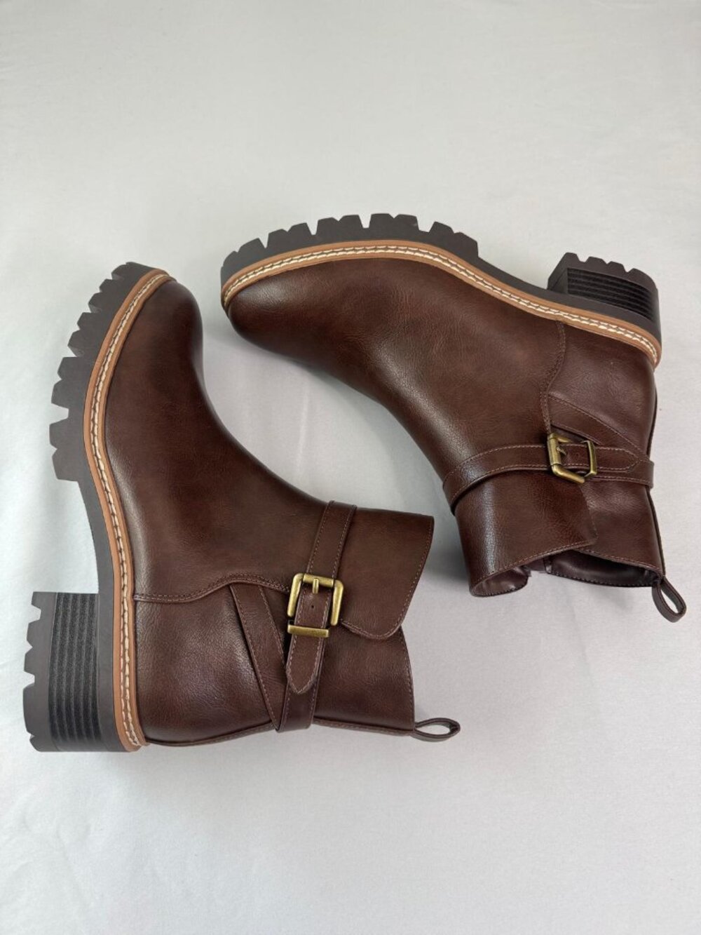 St. John's Bay Womens Daymarc Block Heel Booties, Brown Sz 10